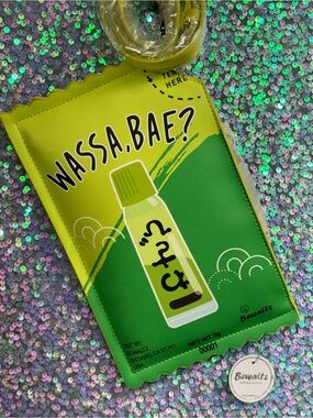 Bewaltz Wassa, Bae? (Wasabi) Sauce Packet Green Crossbody Clutch